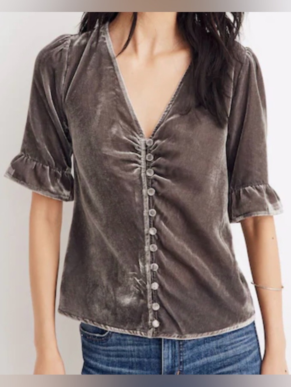 Madewell Velvet Daylight Top in Smoked Graphite